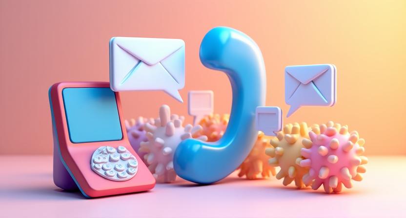 Illustration of a person making a phone call and sending an email, symbolizing clear communication and contact